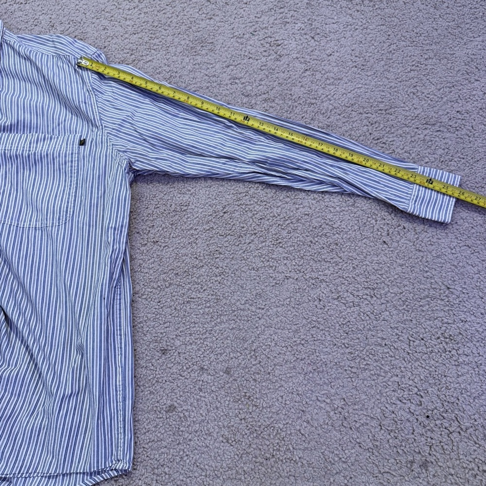 Timberland Striped Button Up Shirt Mens Large Blue White Cotton Workwear Casual - Picture 6 of 8